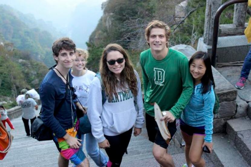 
Gaba with fellow Dartmouth College students on top of Mount Tai, near Tai'an, China.
