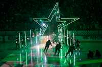 Dallas Stars players come out during introductions before the Game 2 of an NHL hockey...