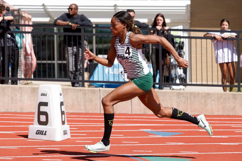 Prosper’s Lauren Lewis runs the 400 meter dash during the Jesuit-Sheaner Relays at Jesuit...