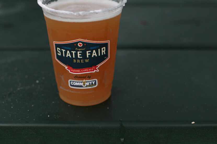 Funnel Cake Ale, complete with powdered sugar rim, at the State Fair of Texas.