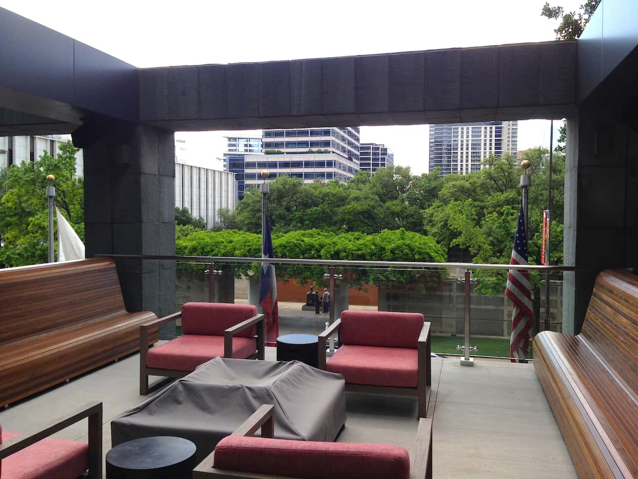 A second-floor terrace lounge overlooks Ross Avenue and the Dallas Museum of Art. (Steve...