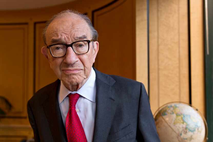 This photo taken Oct. 18, 2013 shows economist Alan Greenspan in his office in Washington....