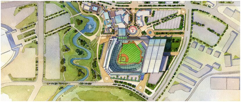 Planned Texas Rangers stadium.