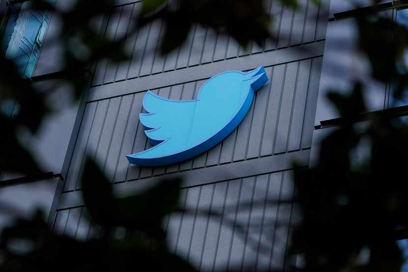 A sign is pictured outside the Twitter headquarters in San Francisco, Wednesday, Oct. 26,...