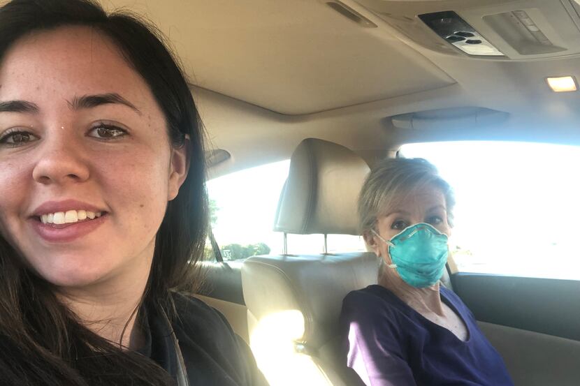 Kelli Smith (left) in the car with her mother, Kathleen Salome.