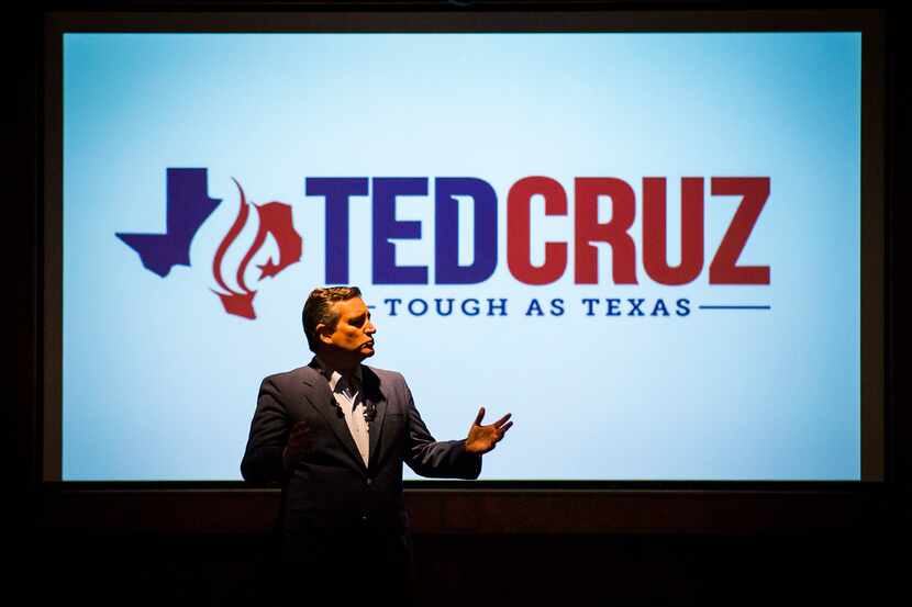 Sen. Ted Cruz addresses supporters at a campaign event at River Ranch Stockyards on...