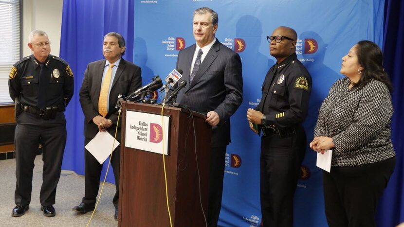 From left, Dallas ISD Police Chief Craig Miller, Dallas ISD Superintendent Michael Hinojosa,...