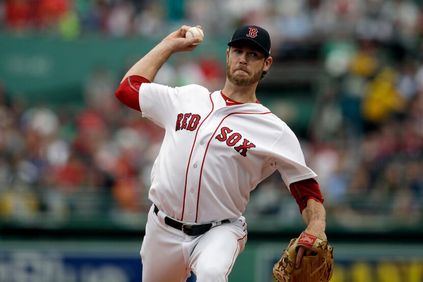 In this Sunday, Oct. 8, 2017  file photo, Boston Red Sox starting pitcher Doug Fister...