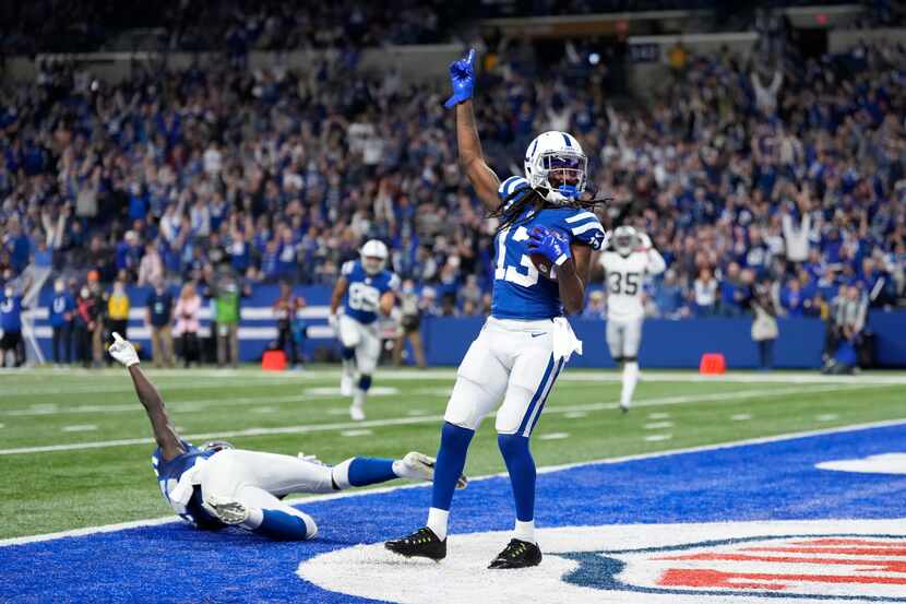 Indianapolis Colts wide receiver T.Y. Hilton (13) celebrates after catching a 45-yard...