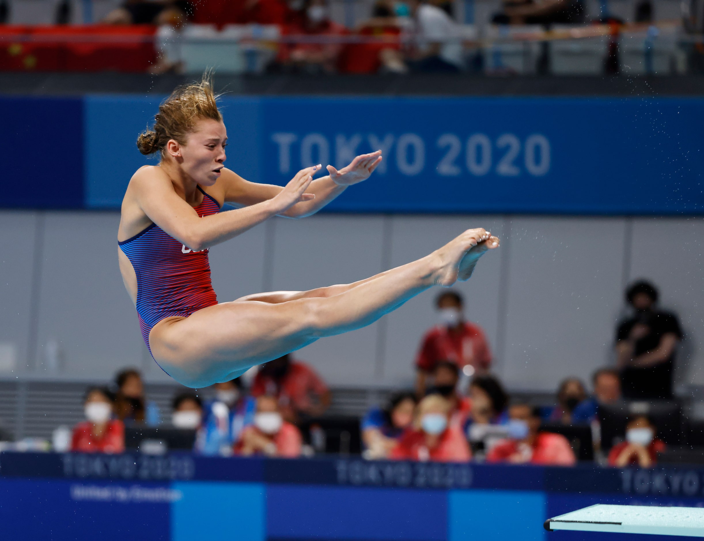 USA’s Hailey Hernandez competes in the women’s 3 meter springboard preliminary competition...