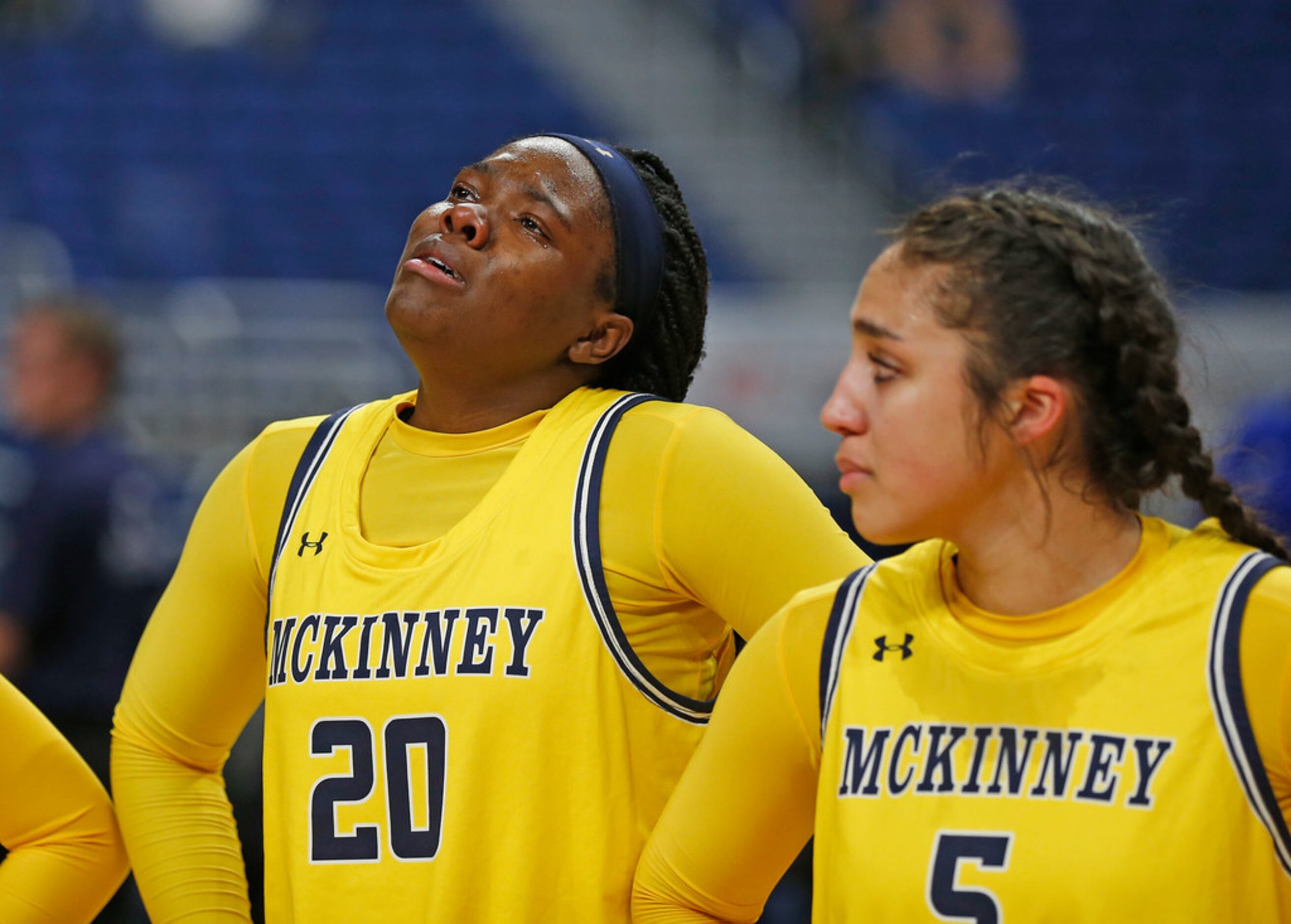 McKinney forward Naomi Anamekwe #20 can hold back tears after losing to Cypress Creek in 6A...
