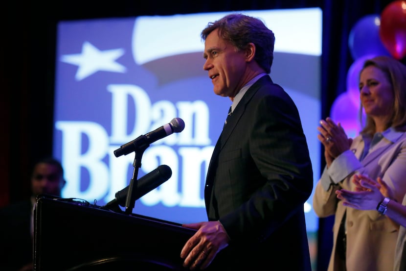 Dan Branch gives his concession speech after being defeated by Ken Paxton for Texas Attorney...
