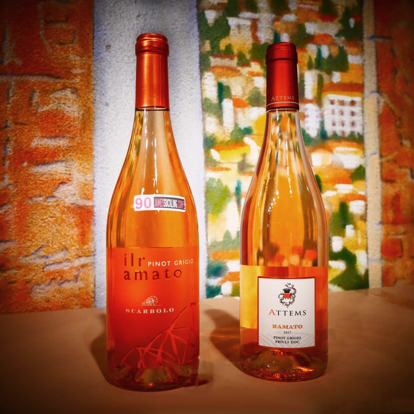 Scarbolo 'il ramato' Pinot Grigio and Attems 'Ramato' Pinot Grigio are ramato wines, pinot...