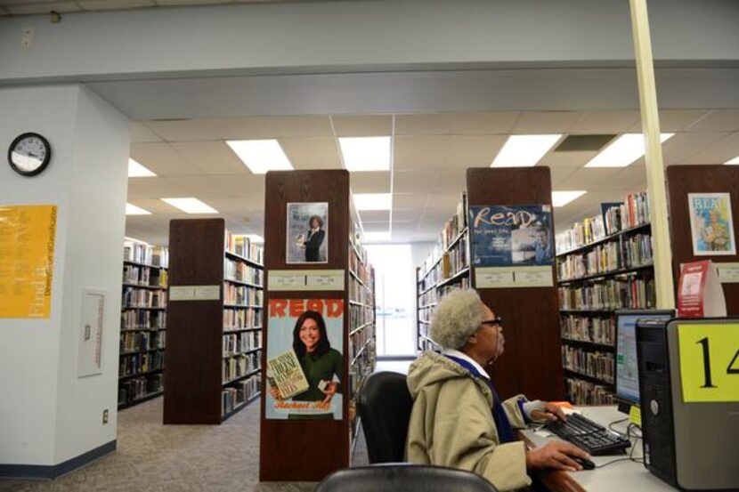 
Library member Veronica Miller researches on a computer at the Mesquite Main Library.
