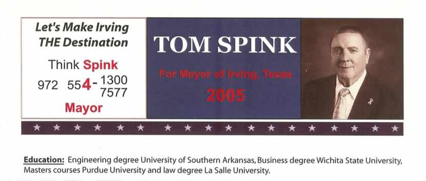  An ad from Spink's mayoral campaign in 2005