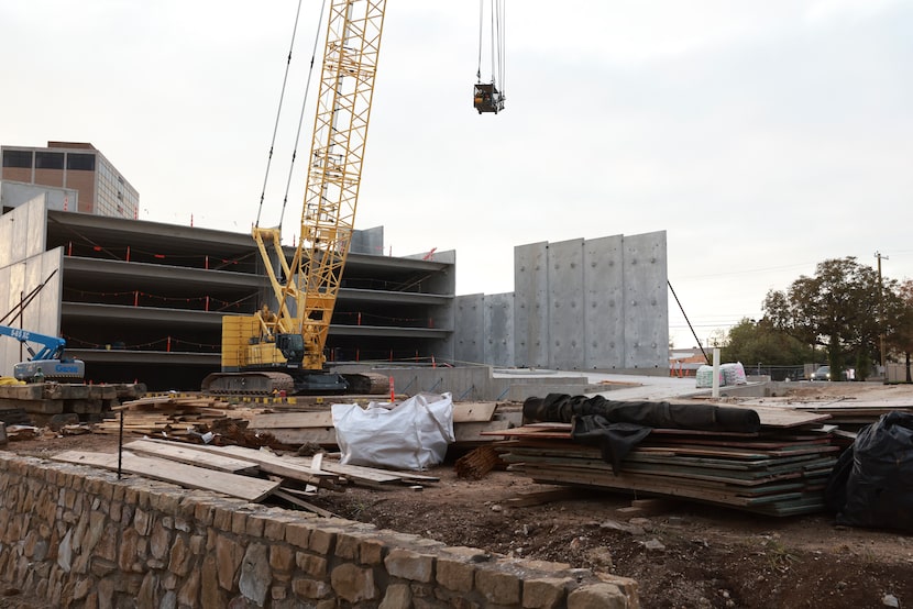 The building at 400 Beckley St. under construction Monday in Dallas.