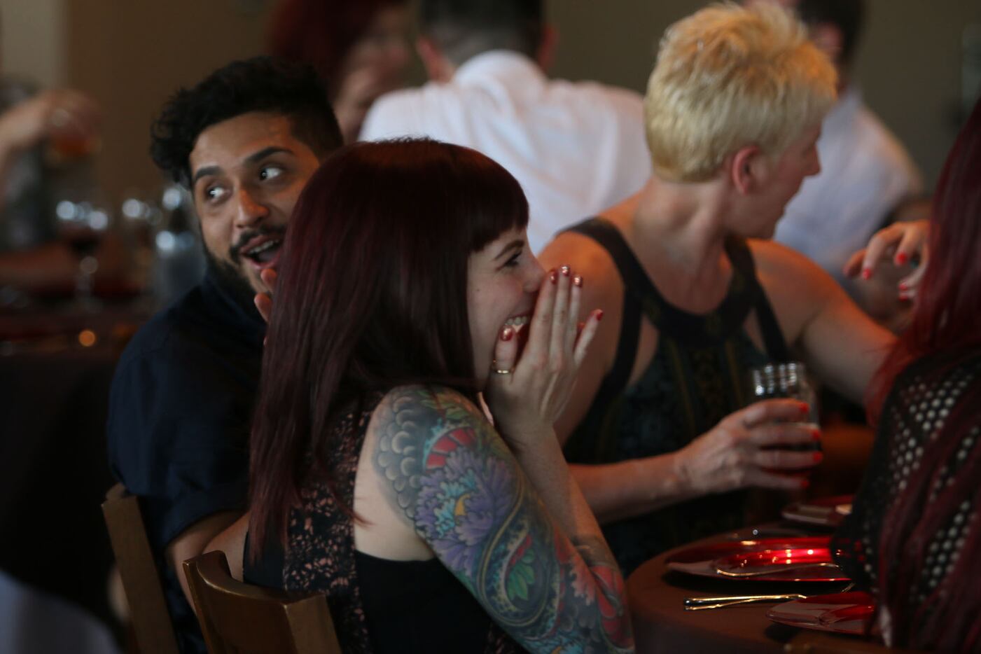 Guests gathered for chef Justin Box's summer pop up dinner Summer Shenanigans at 3015 in...