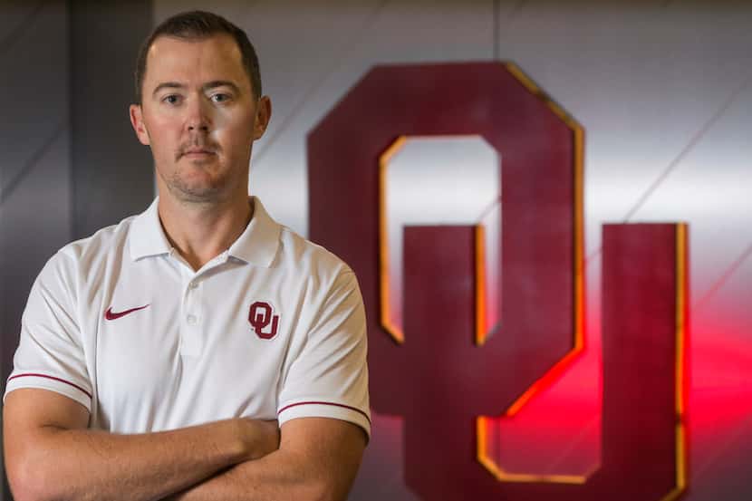 Oklahoma University head football coach Lincoln Riley poses for a photograph at Gaylord...
