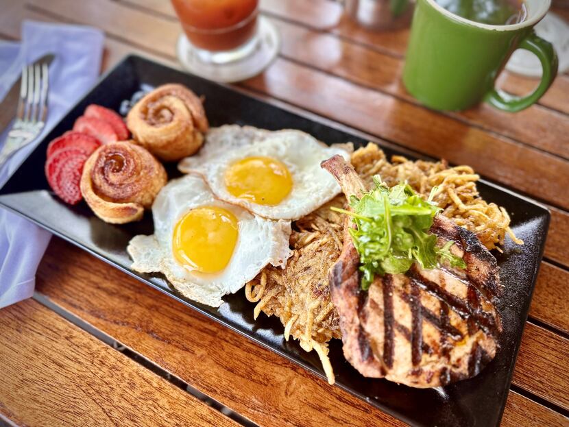 Meddlesome Moth is offering a Berkshire pork chop served with fried eggs, sticky buns,...