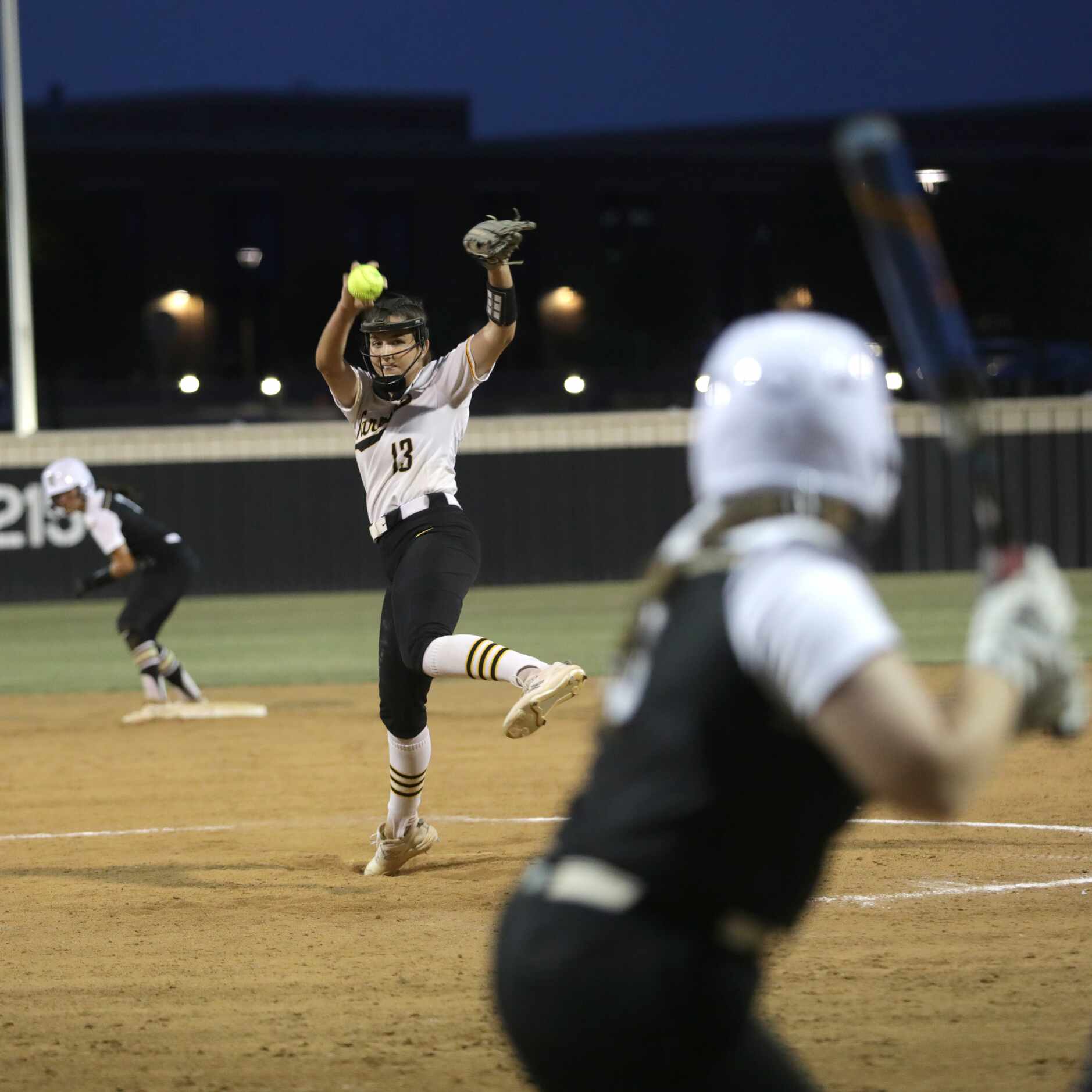 Frisco Memorial High School #13, Madelyn Muller, pitches to The Colony High School #18,...