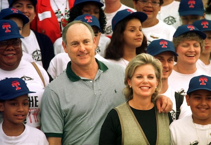 In an undated photo, Nolan and Ruth Ryan share a moment with 'Top of the Fifth' essay...