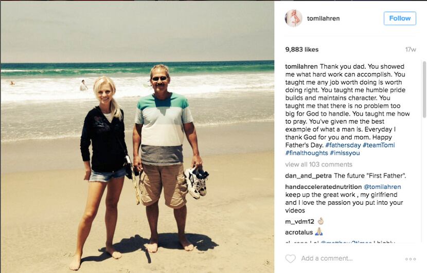 A photo posted this year on Father's Day to the Instagram account of Lahren shows her with...
