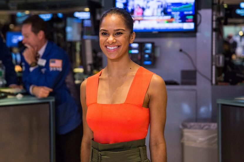  Ballet star Misty Copeland poses for photos on the floor of the New York Stock Exchange...