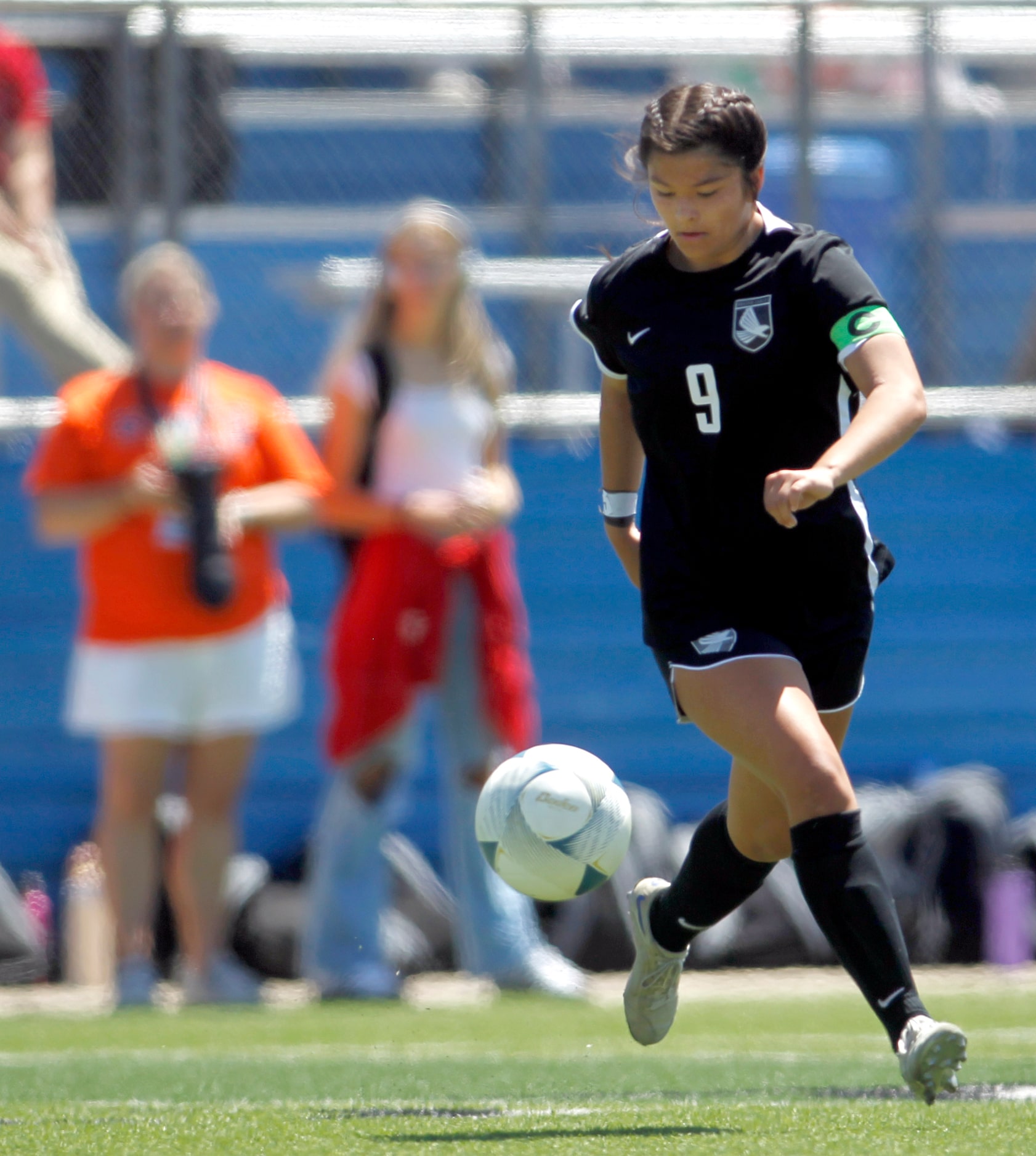 Prosper forward Brooklyn Miller (9) moves to set up an offensive attack during the first...