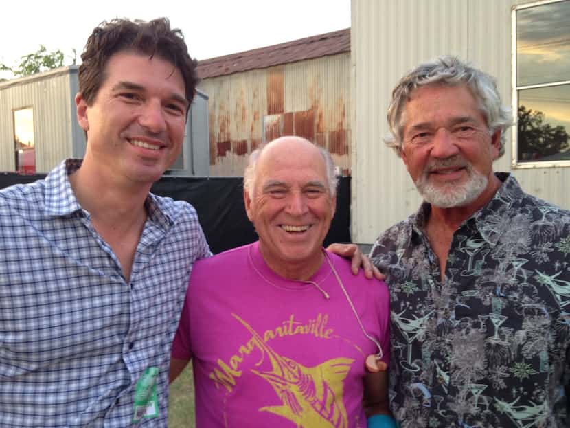 From left: Dallas' Brady Wood, singer Jimmy Buffett and Glenn Wood (Brady’s dad) in a 2014...