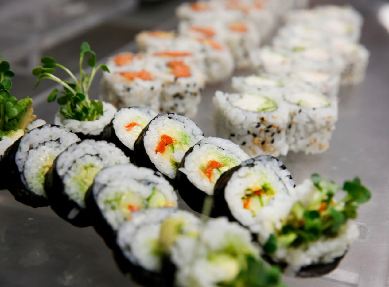 Vegetable rolls, California rolls and spicy tuna rolls were served to contestants who...