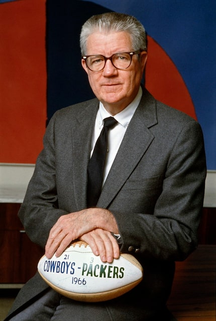  Clint Murchison Jr, died in 1986, founded the Dallas Cowboys, holds a football that was...