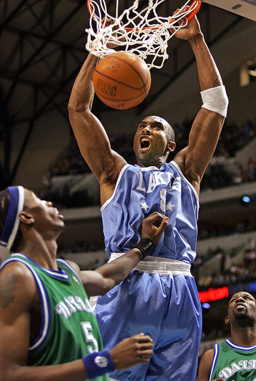  March 10, 2005 -- Los Angeles' Kobe Bryant punctuates the Lakers' lead with a slam with...