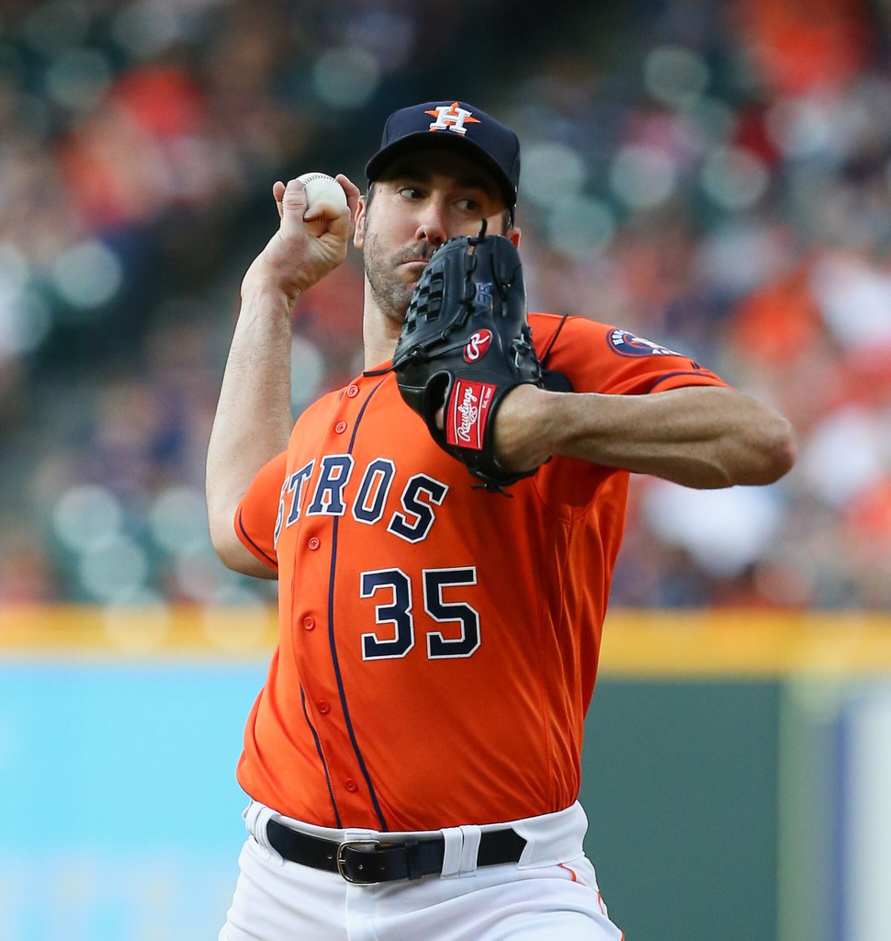 HOUSTON, TX - MAY 11:  Justin Verlander #35 of the Houston Astros pitches in the first...