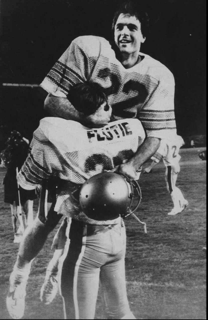 Boston College quarterback Doug Flutie rejoiced in his brother Darren's arms after defeating...