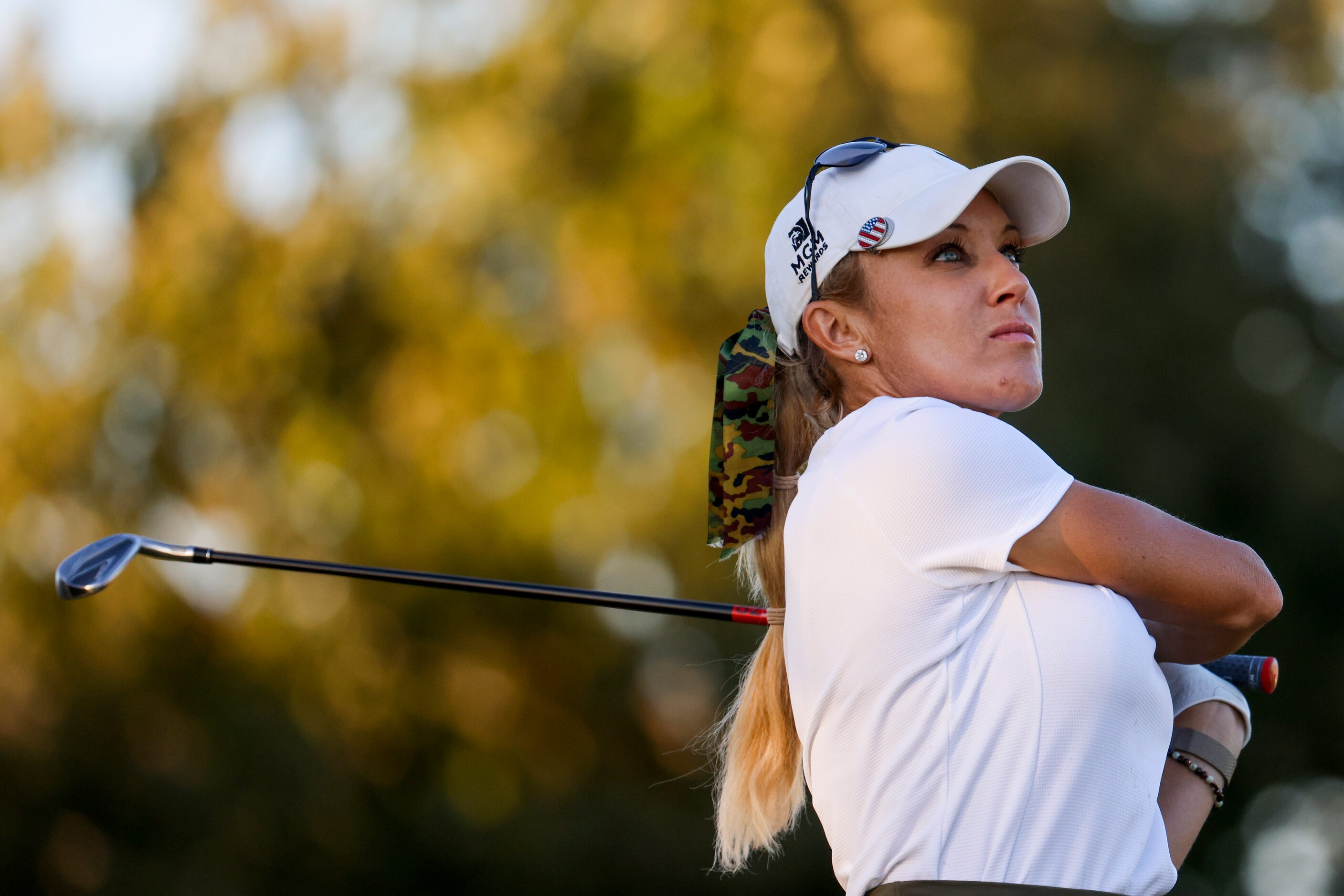 Natalie Gulbis of United States tees off on seventh hole during the first round of The...