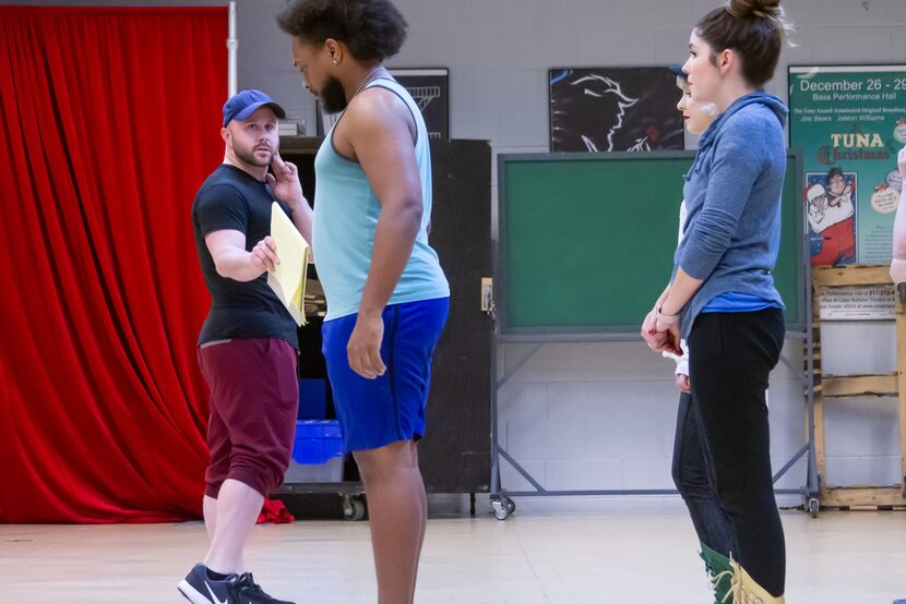 (from l-r) Winston Daniels, Laura Wetsel with choreographer Grady McLeod Bowman. Bowman...