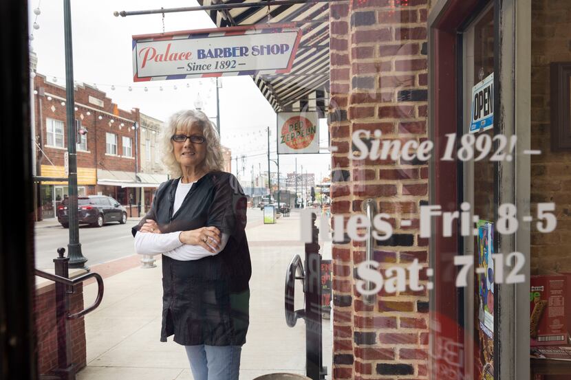 Owner Linda Marshall outside of Palace Barbershop in McKinney on Thursday, March 30, 2023....