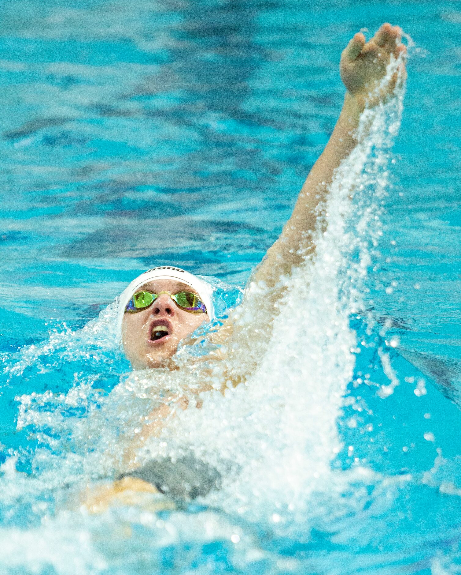 Keller’s Maximus Williamson competes in the boys 200 individual medley race during the 6A...