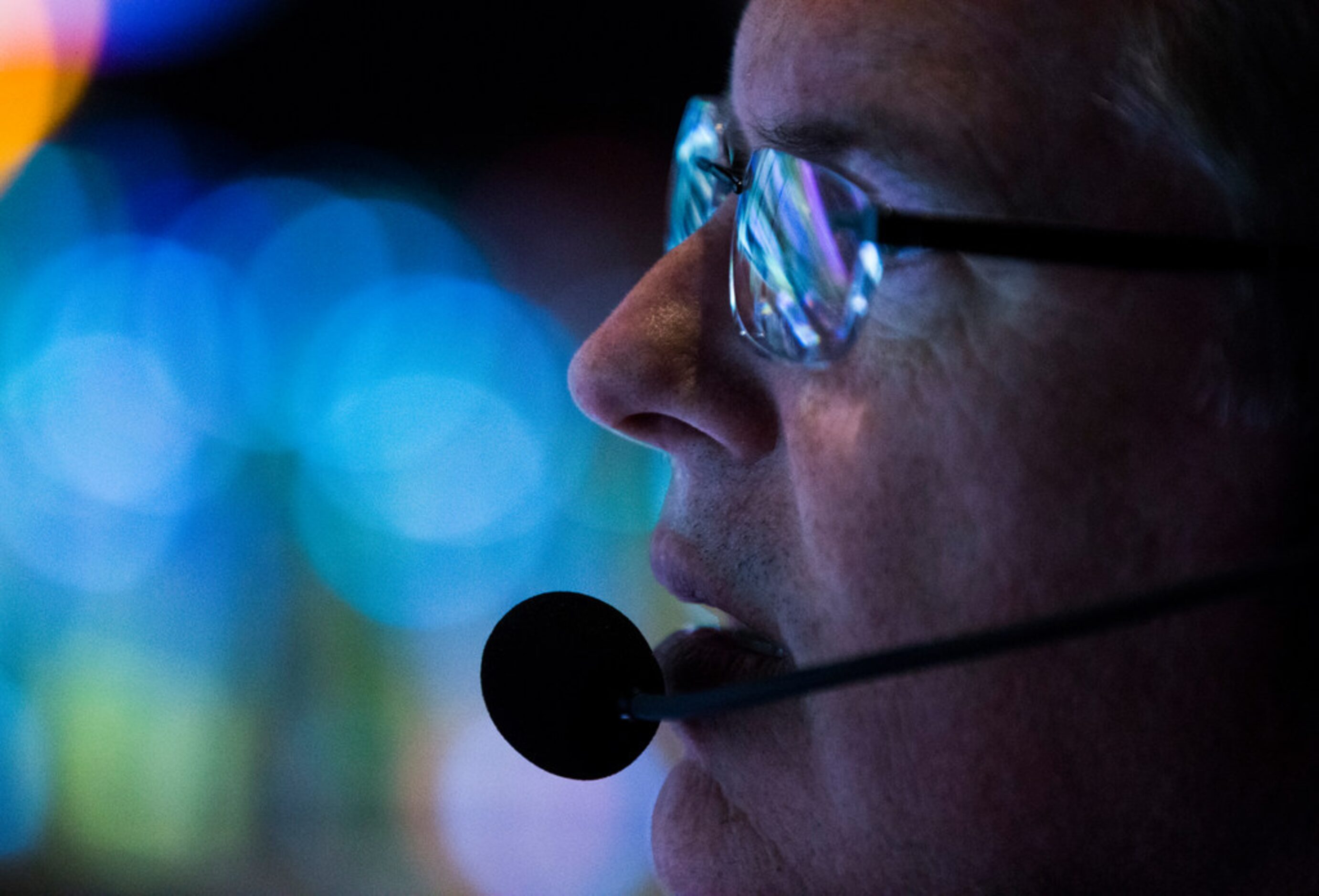 FOX Sports' Chuck McDonald works in the control room during an XFL game between the Dallas...