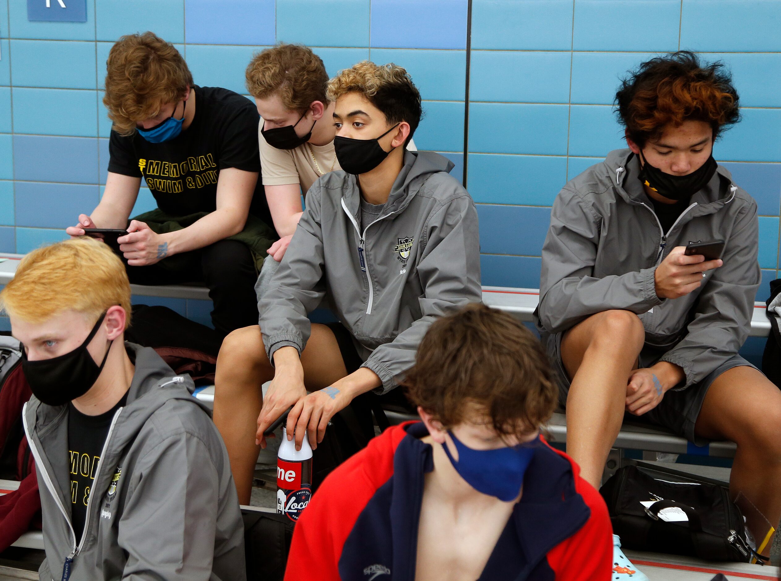 Swimmers from Frisco Ind. school district including Memorial, Centential,and Heritage all...