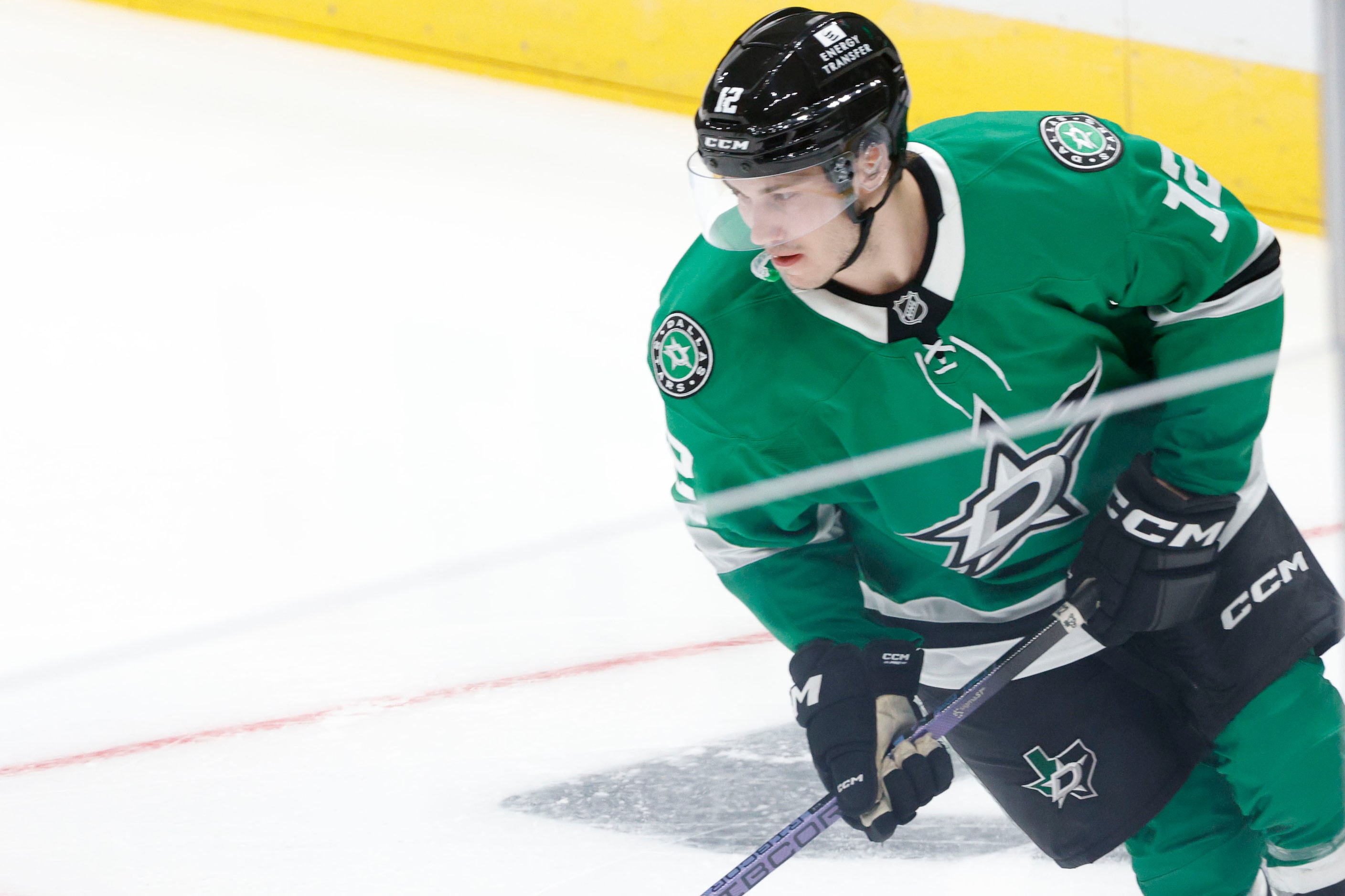 Dallas Stars right wing Arttu Hyry (12) skates in warm-ups prior to the game against...