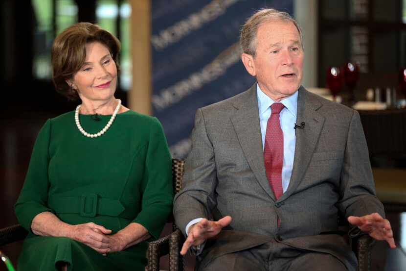 Former President George W. Bush and Laura Bush are interviewed at the George W. Bush...