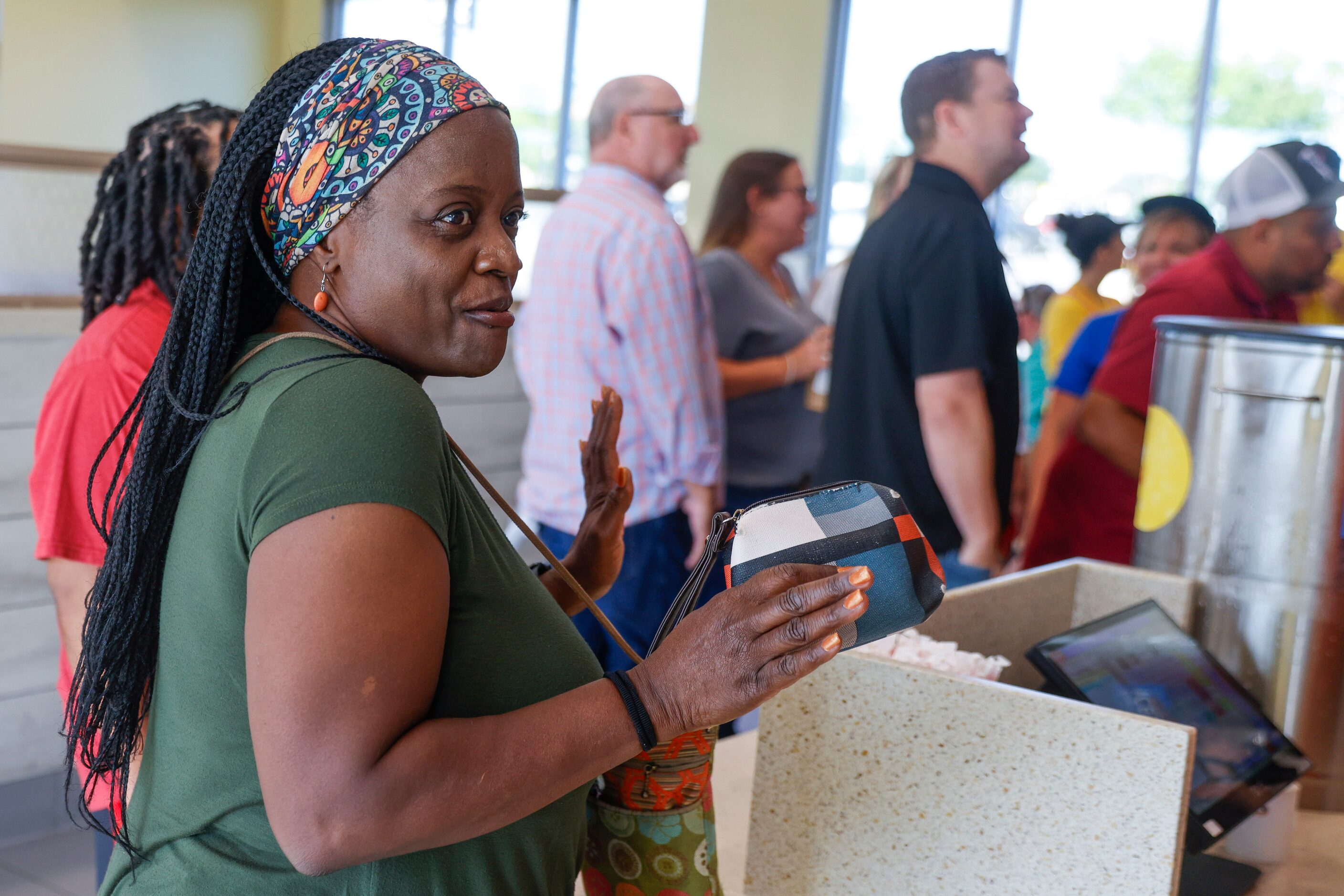 Yvonne Beacham  gets excited after ordering her birthday meal during the opening day of...