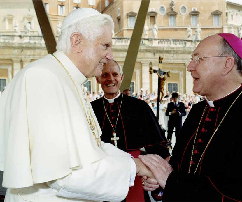 ORG XMIT: *S0419310079* Pope Benedict XVI greeting Bishop Kevin Farrell, with Archbishop...