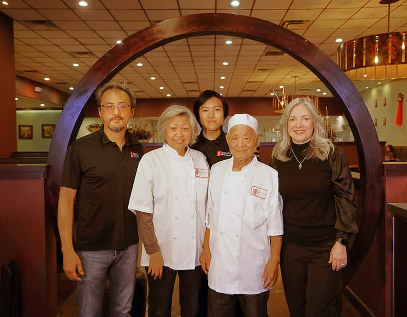 Francisco Teng, CEO and co-owner of Jeng Chi restaurant, from left, poses for a photo with...