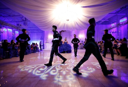 The Latin Boyz Cadets dancing group perform el vals, or quinceañera waltz.