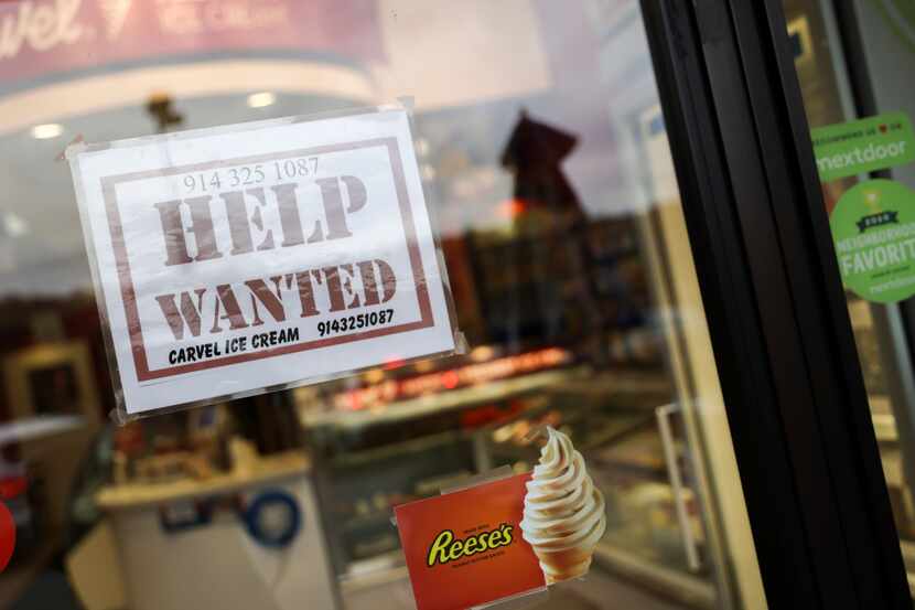 FILE - A help wanted sign is shown in a storefront on Nov. 1, 2022, in Bedford, N.Y. The...