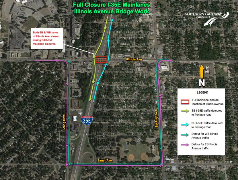 This map shows how traffic will be rerouted during the work being done this weekend at I-35E...
