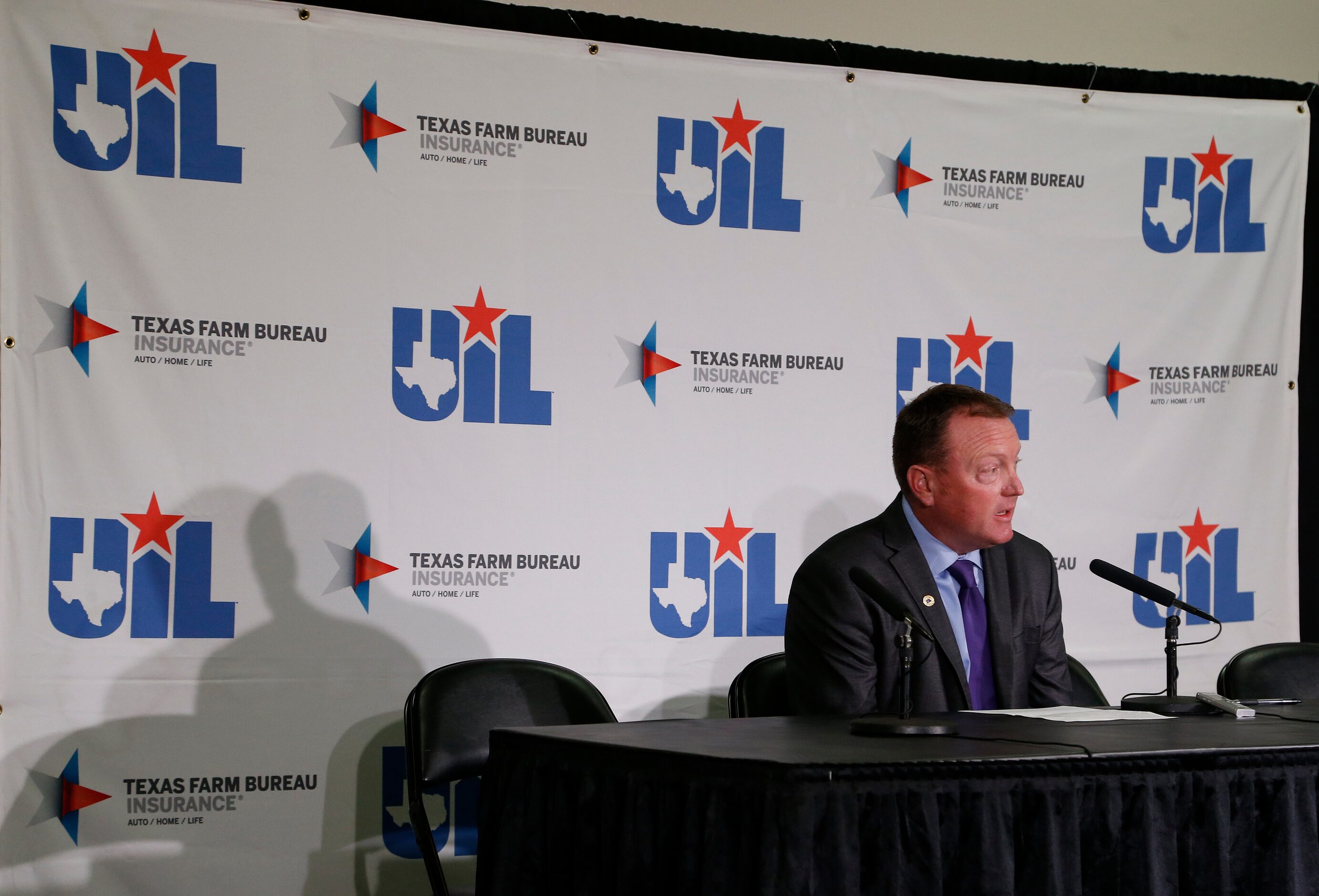 Dr. Jamey Harrison, Deputy Director of the UIL address the media on the future of the...