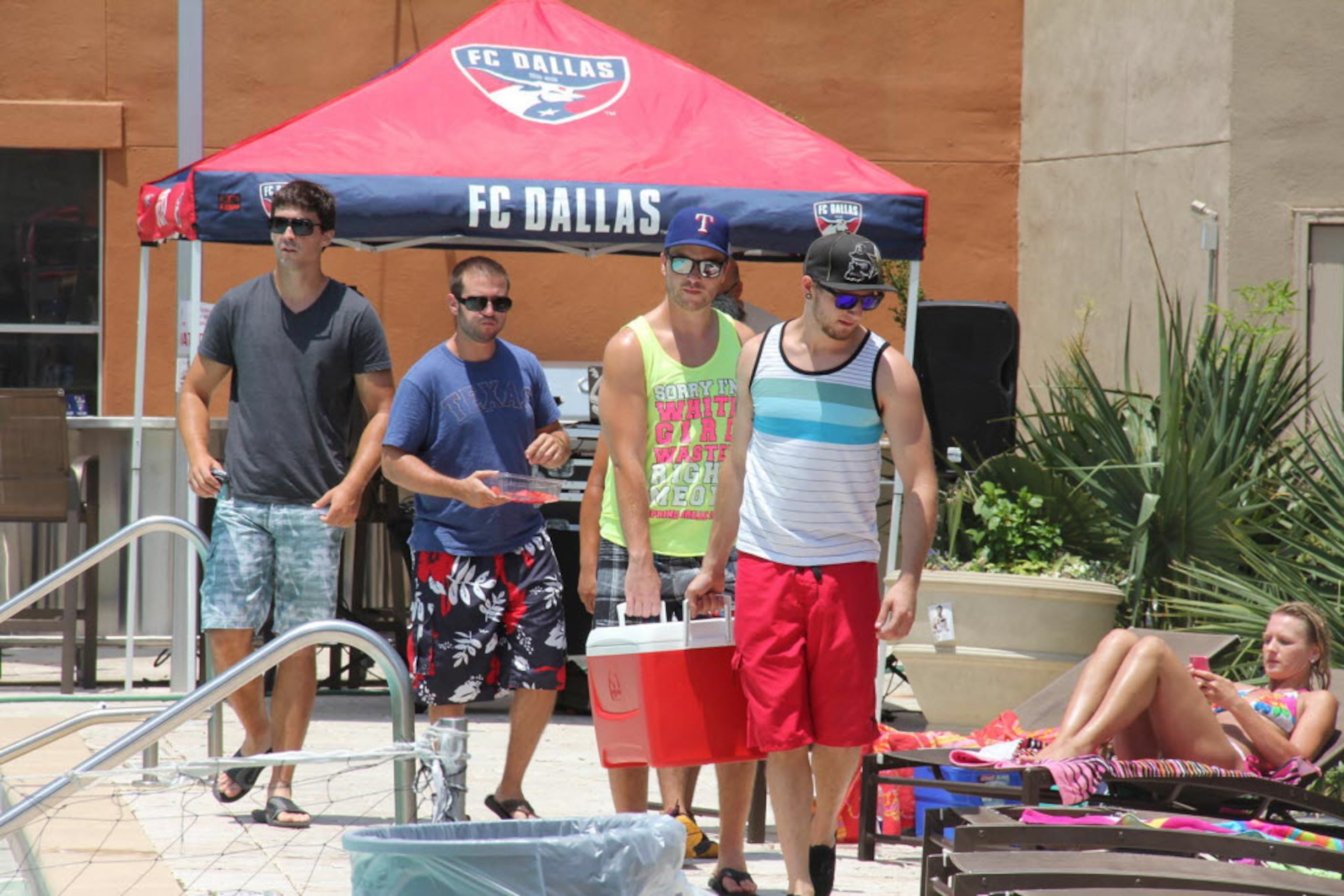 FC Dallas pool party benefitting FC Dallas Foundation for kids and the troops at Legacy...